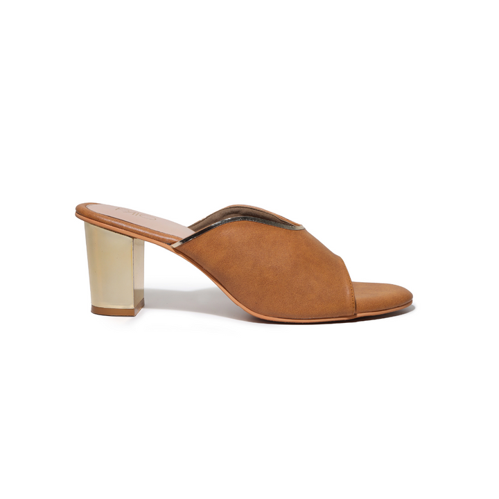 A gorgeous Tan block heel for all your needs. Stylish womens wear block heel shoes 
