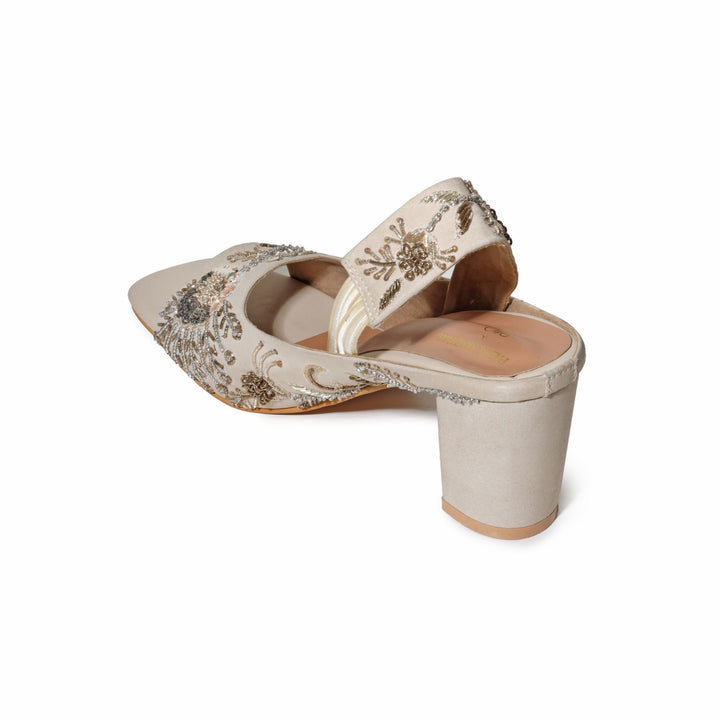 Payal Singhal x PAIO Wanderlust Zardozi Embroidered Beige Block Heels