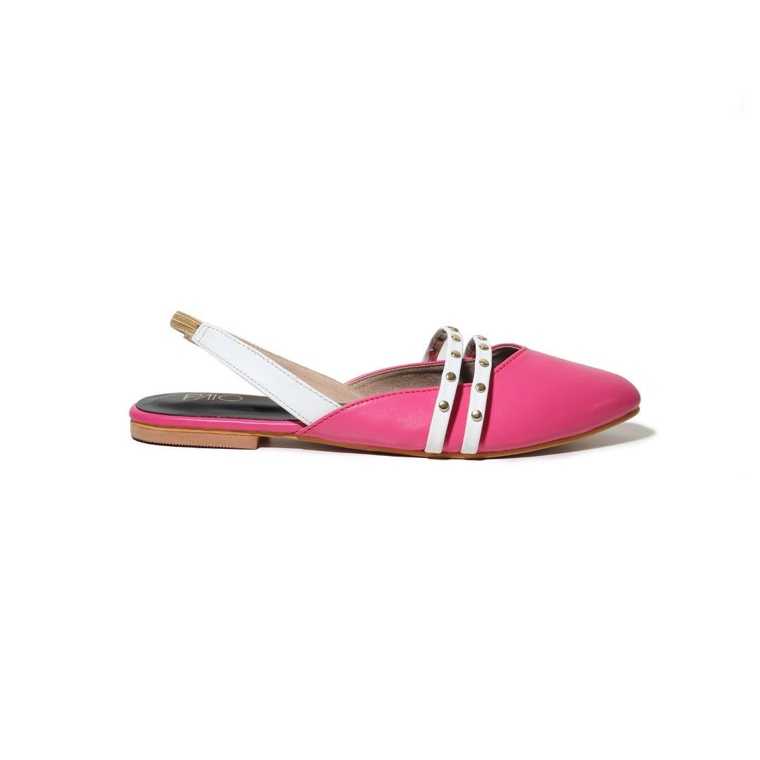 Tsilivi Pink & White Strapped Mules